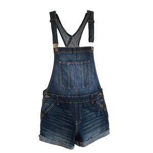 NOBO Size M (7 - 9) Blue Denim Shortalls Short Jean Bib Overalls No Boundaries